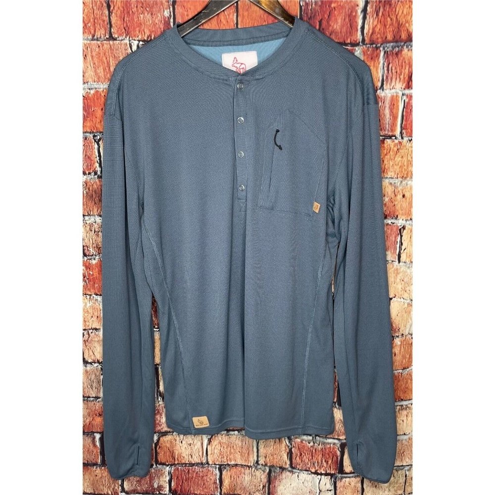 Western Rise Men’s XL Henley Blue Long Sleeve Button Front Zip Pocket T Shirt